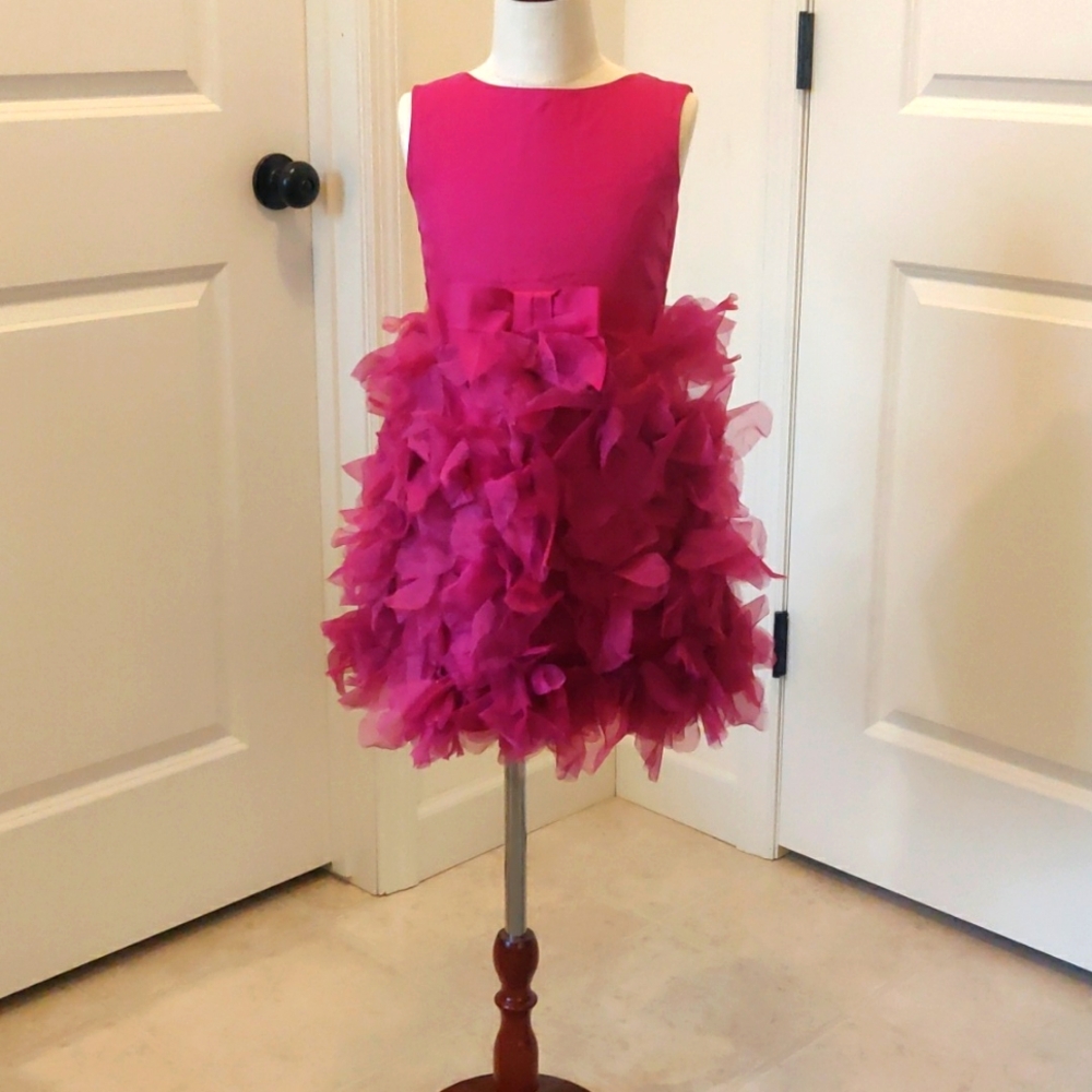 Neiman Marcus Target Girls Marchesa Fuchsia Silk Poly Tulle Petals Dress Small